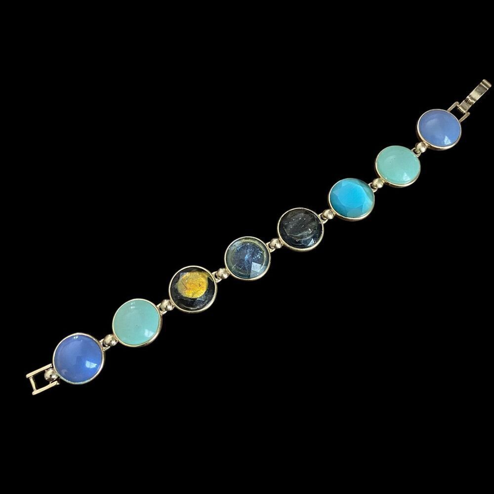 Vintage Liz Claiborne Bracelet Cabochon Gold Tone Signed Classic 7" - Picture 3 of 4
